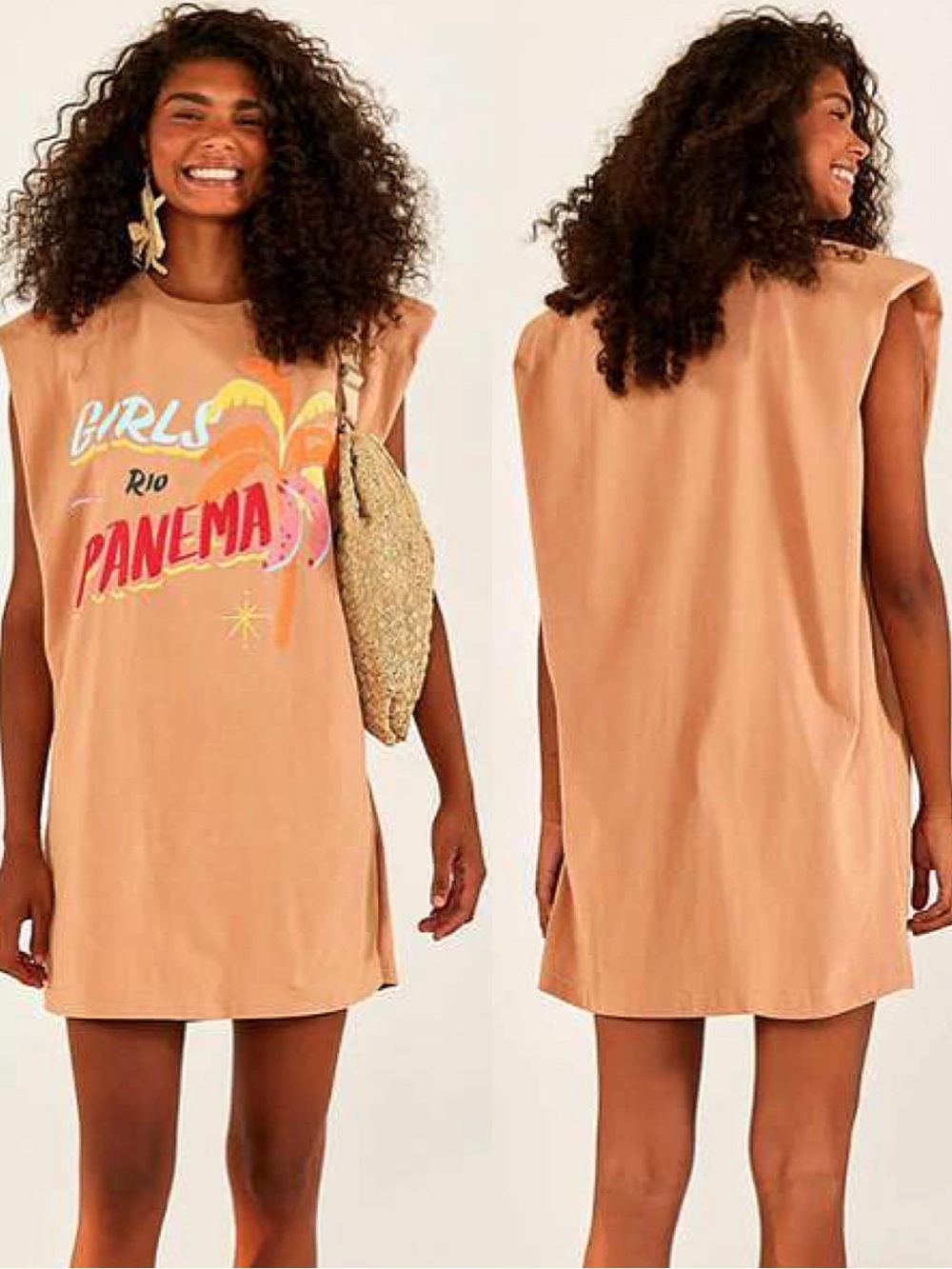 Farm Rio Vacation Resort Wear Ipanema Girls Peach Graphic Print Shirt Dress - Picture 3 of 9